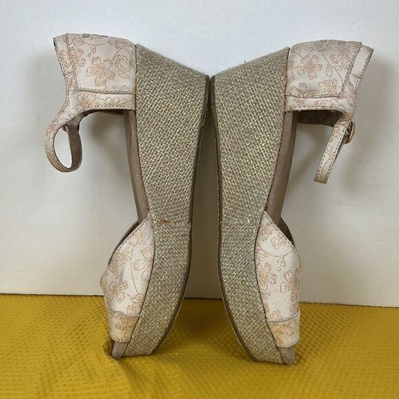 Toms Floral Jacquard Peep Toe Wedge Heels 8.5 - Picture 8 of 10